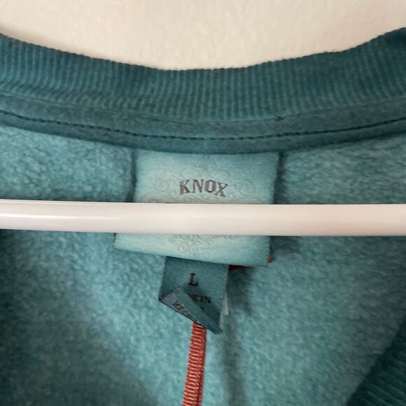 KNOX ROSE Sweater Crew Neck Long Sleeve Striped Lightweight teal blue NEW Large - Picture 2 of 5